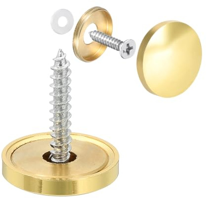 uxcell Mirror Screws Decorative Caps Cover Nails Polished Gold 22mm 8pcs