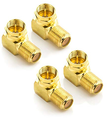 deleyCON 4X Sat-Winkel-Adapter 90° Grad für Koaxialkabel F-Adapter F-Buchse Sat-Kabel Kupplung F-Winkelstecker Winkeladapter - 4 Stück
