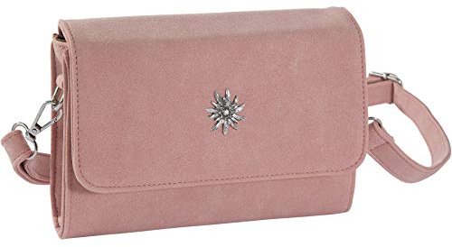 dressforfun 900648 Damen Trachten Handtasche Edelweißkönigin, Schicke Trachtenhandtasche in Wildlederoptik (Rosa | Nr. 303252)