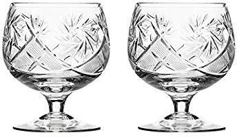 Set of 2 Hand Made Vintage Crystal Glasses, Brandy & Cognac Snifter, Old-Fashioned Glassware