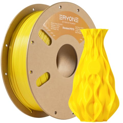 ERYONE PETG Filament 1.75 mm, 3D Drucker Filament PETG, +/- 0.03 mm, 1kg 1 Spule, Gelb
