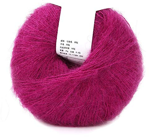 Oumefar Populärt flerfärgat Angora mohair mohair stickgarn för vävning av vävda halsdukar (Wine röd) garn
