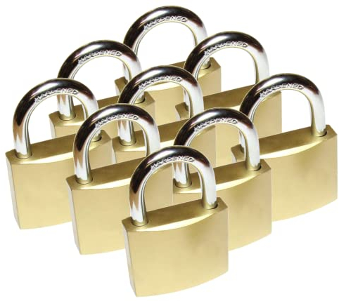 legunto® 9 Vorhängeschlösser – ein Schlüssel für alle - praktisch und sicher - 54 weitere Ersatzschlüssel, passend für jedes der gleichschließenden Schlösser