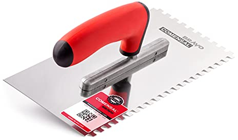 COMENSAL Zahnkelle 6 mm - Profi Edelstahl Glättekelle - Zahnspachtel zum Verlegen von Fliesen - Ergonomisch Griff - Made in EU - 270 x 130 mm
