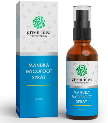 Green idea - Teebaumöl Spray Mycofoot - Nagelpilz Fußpilz Spray - Fußspray mit Manuka – Fußpilz behandeln starkes mit Manuka, Teebaumöl, Propolis - Fußschweiß und Fußgeruch - 50 ml