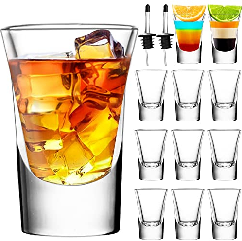 SuproBarware 35ml Shot Glasses Set of 12 | Clear Glass Durable Shot Glasses for Spirits Tequila Vodka Whisky Liqueurs Rum Gin - Reusable for Parties
