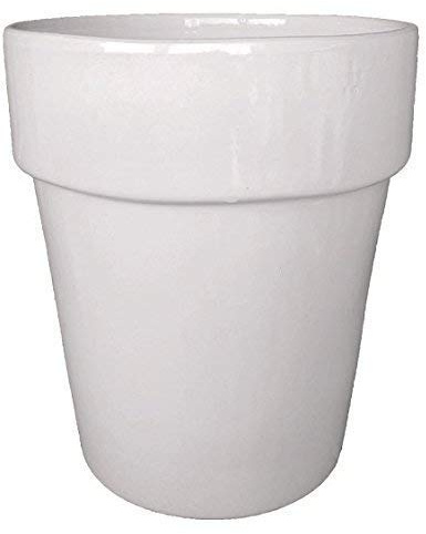 Generico Vaso Bianco in Ceramica Dipinto a Mano per Piante Ulivo Cycas Limoni, Diametro 35 cm, Altezza 38 cm, Fioriera in Terracotta con Foro per il Drenaggio dell'Acqua, Uso Interno ed Esterno