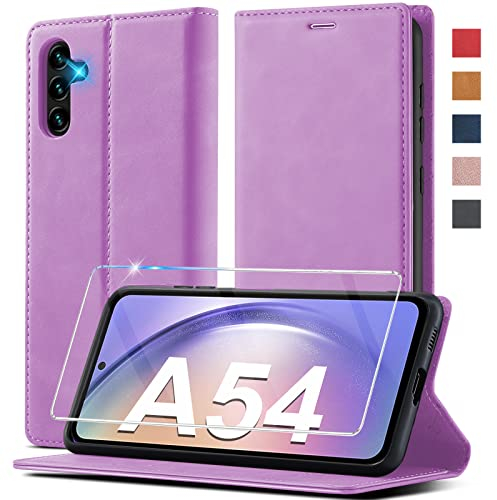 Ailicici für Samsung Galaxy A54 5G Hülle Leder, Mit Schutzfolie, Handyhülle für Samsung A54 5G Hülle Klappbar Leder Flip Wallet 360 Stoßfeste Cover Schutzhülle Holster Klapphülle A54 Samsung 5G Case