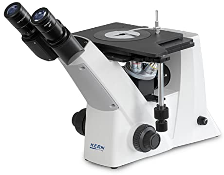Kern OLM 170 - Metallurgisches Mikroskop (invers), Beleuchtung: 5W LED (Auflicht), Optisches System: Infinity, Tubus: Trinokular (Butterfly 45° geneigt)