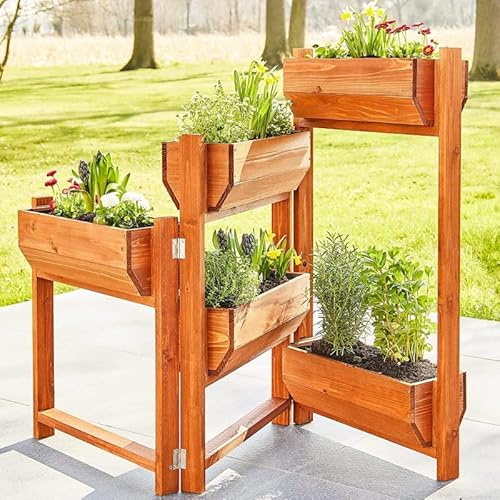 BB Loisir Carré Potager sur Pied en Bois de pin Massif avec 5 bacs Stable modulable et Toison intérieure modèle 514 Vernis