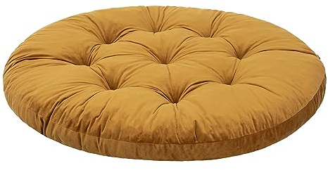 HOBBYGARDEN Hängesessel Kissen, Hängekorb Sessel, Indoor/Outdoor, Auflage, Rund, Swing, Schaukelkissen, Sitzkissen für Stuhl, Velvet, Waschbar, Gelb, 92 x 92 cm
