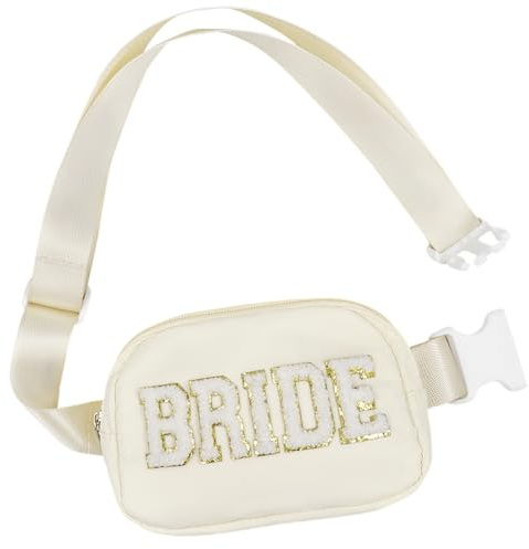Lamyba Bride Gifts, Bachelorette Gifts for Bride-Bride Fanny Pack, Bride to be Gifts for Bachelorette Party Decorations Accessories & Favors, Bridal Shower Gifts, Adjustable Strap Crossbody Bag, Beige