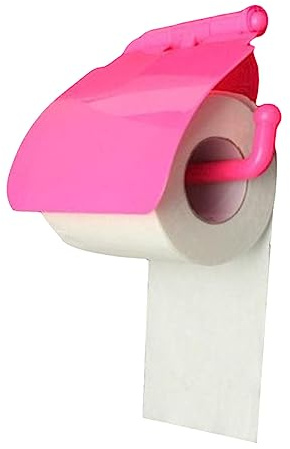 Wall Mounted Suction Cup Toilet Roll Holder, Waterproof and Dustproof Bathroom Tissue Box Holder, Easy Installation, Rose Red
