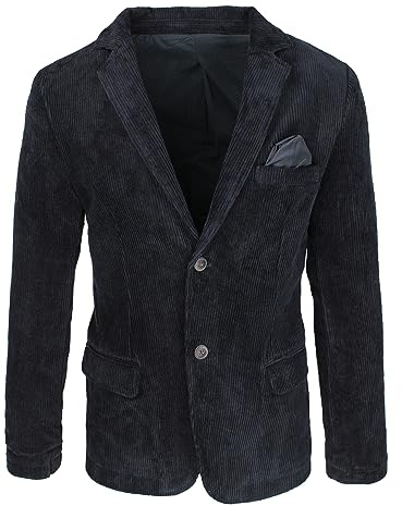 Evoga Giacca Uomo Sartoriale in Velluto Slim Fit Blazer Invernale Elegante Casual (IT, Testo, 4XL, Regular, Regular, Nero)