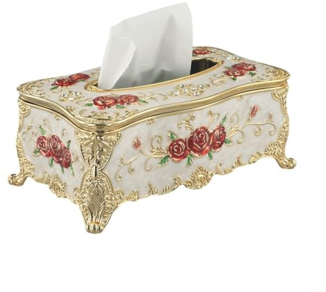 Stilvolle Taschentuchbox aus Kunststoff im europäischen Vintage-Stil, künstlerisches Design (weiß)