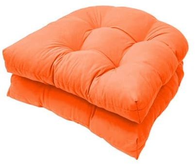 FYHTC 2 Stück Sitzkissen, 48 X 48 cm Weiche Baumwolle, Gartenstuhl Sitzkissen für Drinnen und Draußen, Stuhlpolster für Terrasse, Haus, Weidengeflecht(Orange)