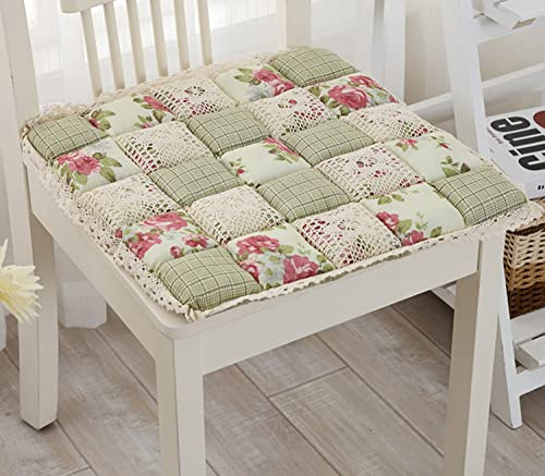 Stuhlpolster für Esszimmerstühle mit Längsbändern weich 4er-Set Stuhlkissen für Wohnzimmer Landhausstil rutschfeste Sitzkissen langlebig für Küche Bürostuhl Reisen Waschbar 41,9 x 41,9 cm (Muster -K)