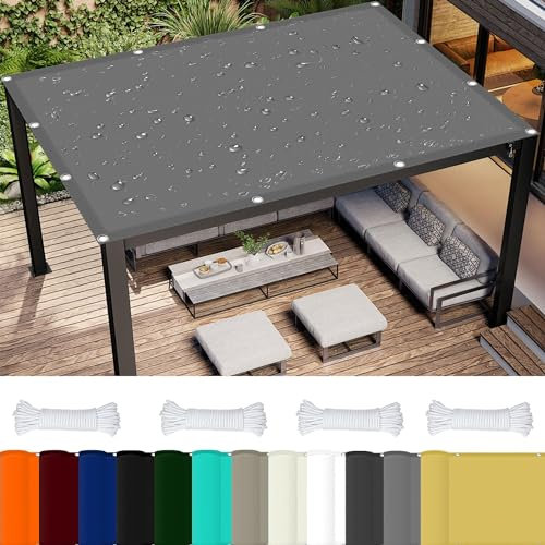 Gartenpavillon, wasserdicht, 1,7 x 9 m, Markise für den Außenbereich, Terrasse, Hellgrau, strapazierfähiges Polyestergewebe, wetterfeste Abdeckung