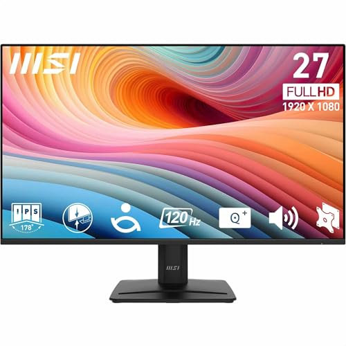 MSI Pro MP275 E2 Écran bureautique 27'' Full HD- Dalle IPS 1920 x 1080, sans Bordure, 120 Hz, Respectueux des Yeux, Built-in Speakers, Tilt-Adjustable - HDMI 2.0, DP (1.2a), D-Sub (VGA)