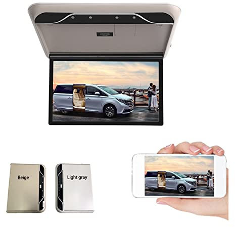 Lettore video per auto, Monitor for auto da 19 pollici Schermo LCD HD Lettore video for auto 1080P Display for montaggio su tetto a soffitto for automobile Collegamento TV multimediale portatile,Otti