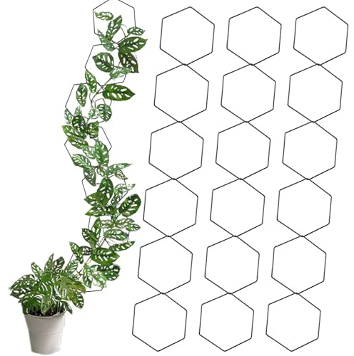 18 Piezas de Enrejado de Cadena de Metal para Plantas Trepadoras con 6 Piezas de Ganchos de Pared Mini Enrejado de Escalada de Jardín DIY Soporte de Plantas en Maceta (90 Pulgadas)