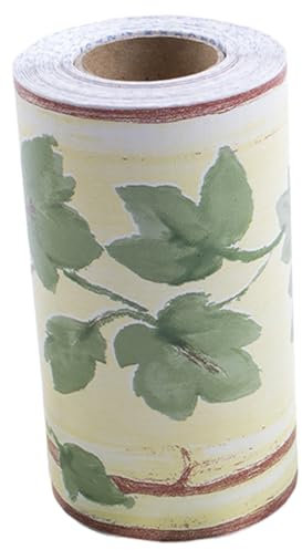 Rouloudun Wallpaper Border Green Leaf 32.8 ft Long PVC Waterproof Wallpaper Borders Self Adhesive Peel And Stick Wallpaper Borders for Walls Living Room Bedroom Bathroom Kitchen