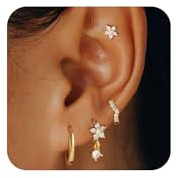 Viromy Gold Hoop Ohrringe für Frauen, 14K Gold plattiert leichtes hypoallergenes Ohrringe Set Cubic Zirkonia Trendy Schmuck Geschenke(Style3)