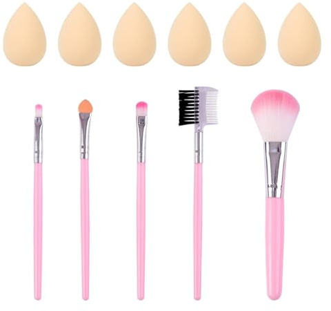 Piezas Mini Bocanadas Y 5 Pinceles De Maquillaje, Herramientas De Maquillaje, Bocanadas Portátiles, Bocanadas De Esponja, Hojas Multifuncionales