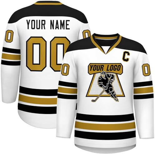 KONG JIMFAN Personalisiertes Eishockey Trikot,Hockey Kostüm Erwachsene Locker Atmungsaktiv Hockey Trikots Individuell Bedruckt Namen Nummer Logo & Teamname,Sporttrikot für Familien Matching(#D White)