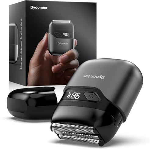 Dyoonoer Folienrasierer Herren, Rasierer Herren Elektrisch mit LED-Anzeige, IPX7 Nass-Trockenrasierer mit 3 Flexiblen Klingen, USB-C Ladestation für Gesicht und Bart, Eisengrau