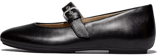 Fitflop Zapatos Planos Mary Janes de Cuero Delicato para Mujer, Black, 6 UK Narrow