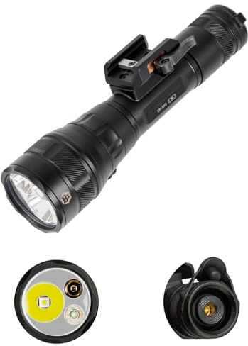 RovyVon GL8 Pro Flashlight with Adjustable Rail Adapter Tri-Mode Lighting Combo, 1800 Lumens White Light, 365nm UV and IR Illumiantor, Compatible with Remote Control