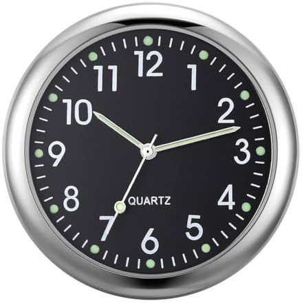 Enwye Mini Horloge de Voiture en Alliage galvanisé, Conception compacte (40 mm de diamètre) pour Une Utilisation en Voiture, à la Maison ou au Bureau.