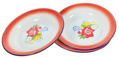 FUNNETOYU 3pièces Assiettes Émaillées Vintage Plats Ronds Rétro Pour Snacks Fruits Desserts Vaisselle Pour Maison Restaurant Et Pique-