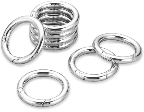 QZKJQDD 10 Stück Karabiner Rund, 20mm Ring Karabinerring Frühling, Silver Schlüsselringe Ringe Schnalle, DIY Schlüsselanhänger Zubehö für Schlüsselanhänger Geldbeutel Bastelarbeiten