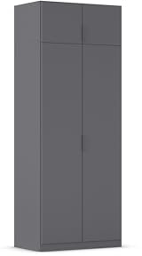 Rauch Möbel LAGOA, Kleiderschrank, Farbe Grau metallic, Breite 91 cm | Schrank, Mehrzweckschrank, 4-türig, Zubehör Basic, für Schlafzimmer, Kinderzimmer, Babyzimmer, Homeoffice, Garderobe, Flur
