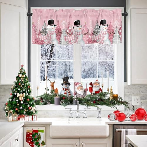 Kashyke Weihnachtsgardinen Kurz für Küche Bistrogardine, Weihnachtsdeko Innen Küche Weihnachten Scheibengardine Küchengardinen Winter Weihnachtsvorhang,137 * 45cm (#06)