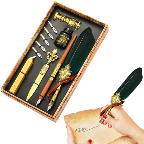 JINGLING Vintage fjäderkölset | Quill Pen set antik kalligrafidip pen med
