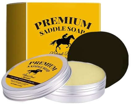 Detergente per pelle – Sapone da sella per pelle | 100 g di balsamo per stivali | detergente con spugna | per la cura della sella degli interni 'auto, bagagliaio, scarpe, sedili, borse, mobili