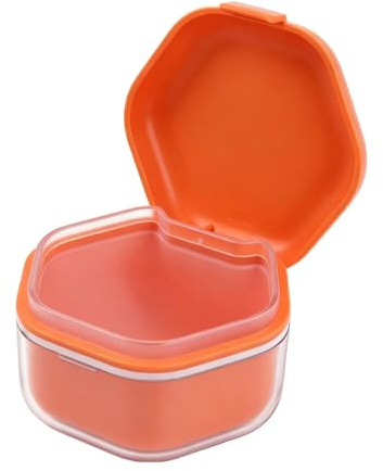 Tandferula Box, Colander Protes Box Cover Ortodonti, Retainer Cleaner-fodral för tandproteser och hängslen (orange)