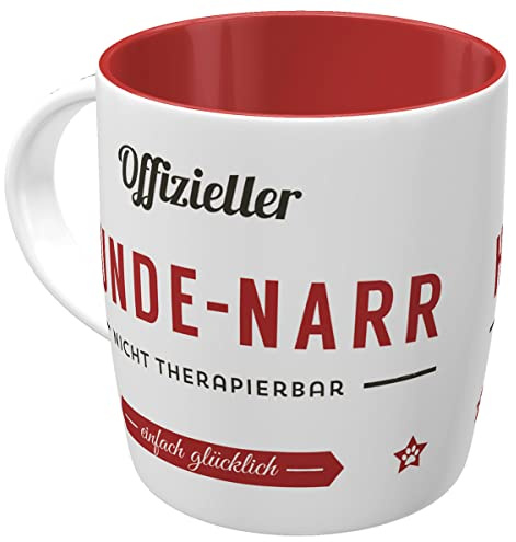 Nostalgic-Art Retro Kaffee-Becher - PfotenSchild - Hunde-Narr, Große Lizenz-Tasse mit PfotenSchild-Motiv, Vintage Geschenk-Idee für Hunde-Fans, 330 ml