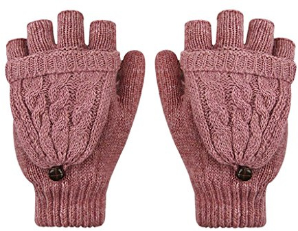 JIAHG Fingerlose Handschuhe Damen Winterhandschuhe Touchscreen Handschuhe Convertible Halbfinger Fäustlinge mit Flip Top Herren Fotografie Sport Gloves Strickhandschuhe