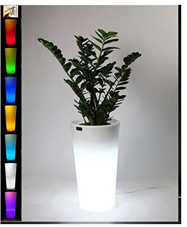 Vaso luminoso multicolore a batteria - senza cavi - vaso in resina con cache-pot luce multicolor RGB + W
