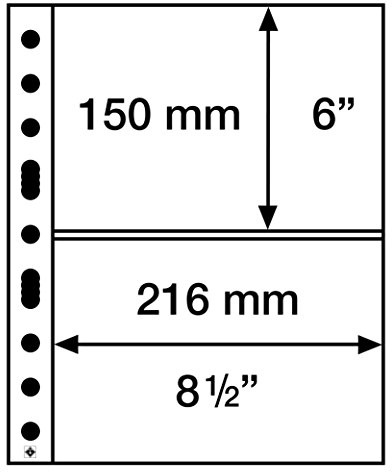 Leuchtturm 358073 Sobres de plástico Transparente SH 312, 2 Bolsillos horizontales en Formato A5 para Postales y Cartas - Paquete de 50