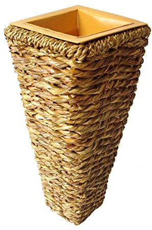 WH WORKING HOUSE FLORERO MACETERO Maceta CUBREMACETAS Alto Rattan Metal Desmontable Grande