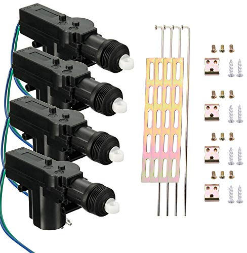 Etopar 4 Stück Universal Schwerlast KFZ Fahrzeug Türschloss Stellantrieb 2-polig Draht 12V Zentrale Tür Verriegelung Betätiger Verschlusssystem