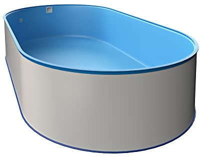 Waterman Schwimmbecken Ovalform (L x B x T) 8,00 m x 4,00 m x 1,20 m, weiße Stahlwand 0,6 mm & Innenhülle blau 0,6 mm, Made in Europe