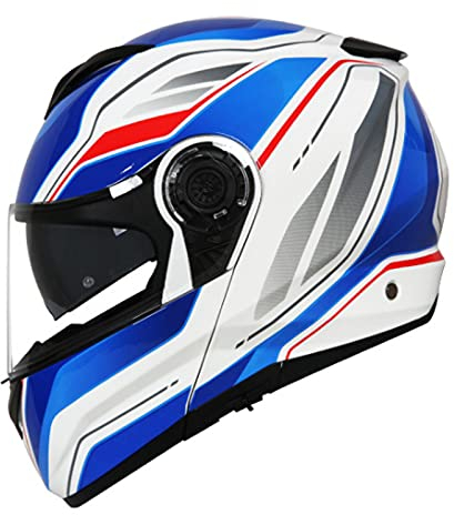 Integralhelm Motorradhelm Modular-Helm Flip-Up Helm Klapphelm Rollerhelm Erwachsener Herren & Damen Sturzhelm Full-Face Motorcycle Helmet Jet Atmungsaktiver Helm,Blau,M
