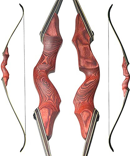 wolfman 60 Zoll Takedown Recurvebogen Set Erwachsene 25-65 Lbs BogenschießEn Jagdbogen Pfeil Und Bogen Set Erwachsene Sportbogen Recurve Bogen Set linkshändig Rechtshändig (Rot, Rechts 60Lbs)