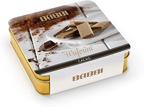BABBI Waferini gusto Cacao, Confezione Regalo in Latta Dorata 190g, Lucgel